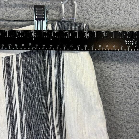 Lavender Brown Linen Pant Medium Wide Leg Beachy Coastal  Nautical Striped Lined - Picture 6 of 11